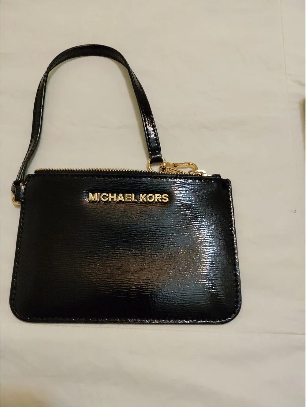 Michael Kors Black Textured Patent Leather Wristlet Wallet 4
